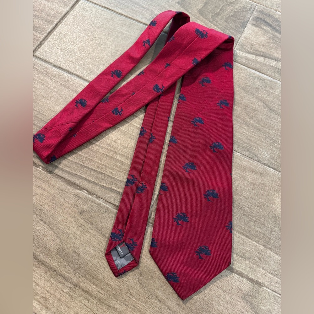 Robert Talbott Burgundy Tie with black Tree Pattern, 62”